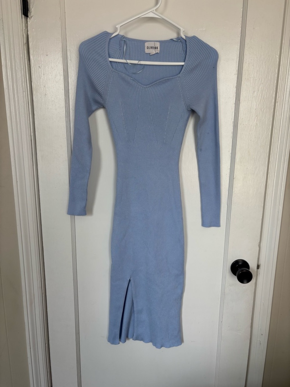Olive & Oak Powder Blue Ribbed Midi Dress